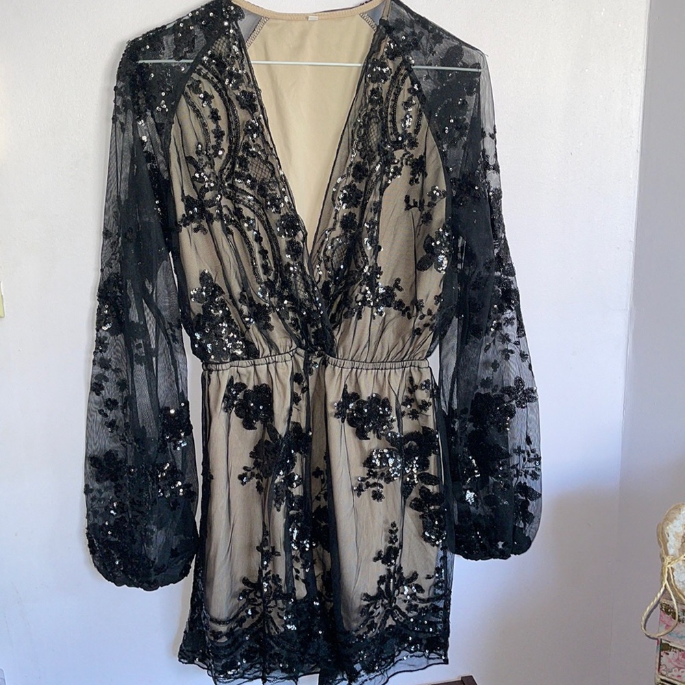 Sequin black romper